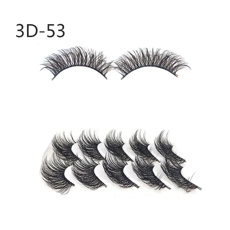 3D-53-5Pairs 5 пар 3D Искусственные норковые накладные ресницы для наращивания, пушистые ресницы для макияжа, инструменты для наращивания - Цвет: 3D-53-5Pairs