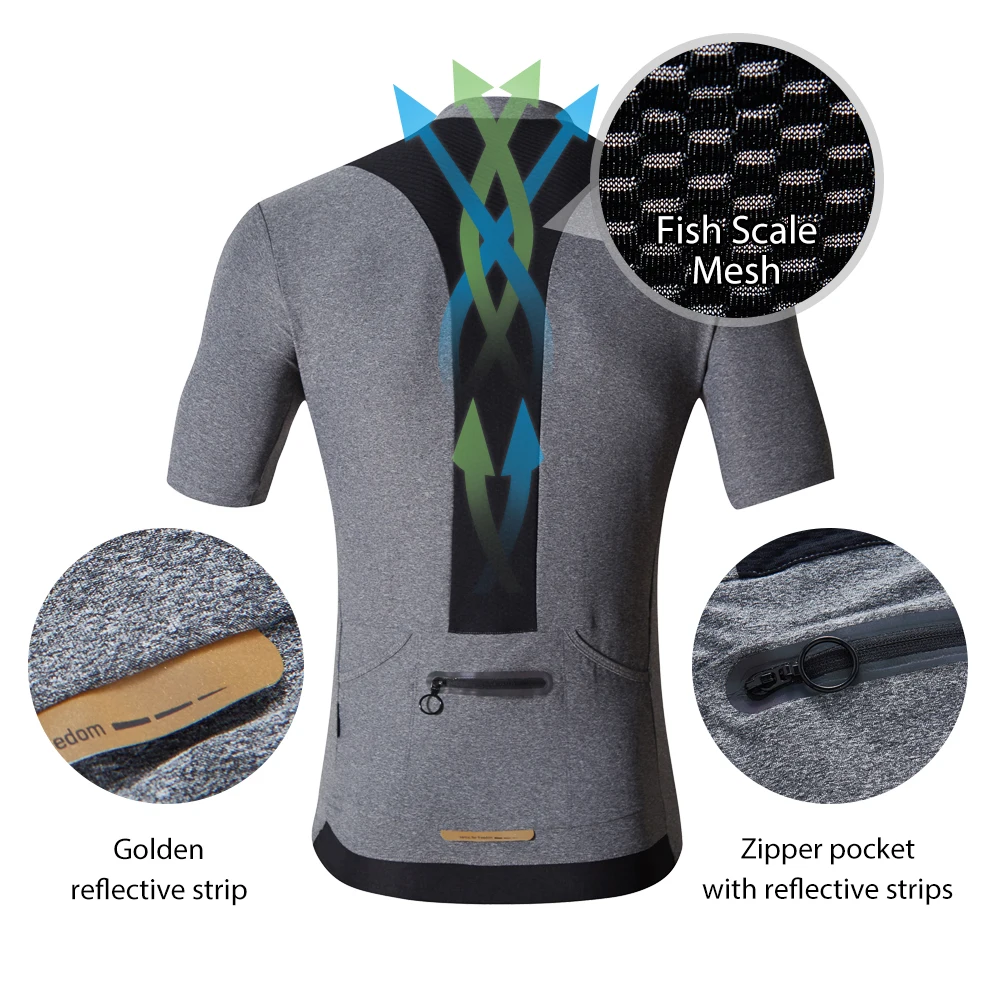 Футболка Santic мужская Светоотражающая Джерси с коротким рукавом и молнией