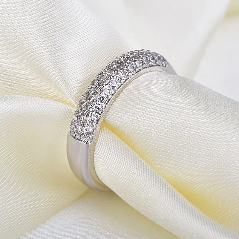 

Fashion Simple Silver Color Inlay Small Zircon Women' Ring Cocktail Party Crystal Ring Wedding Band Engagement Ring Jewelry Gift