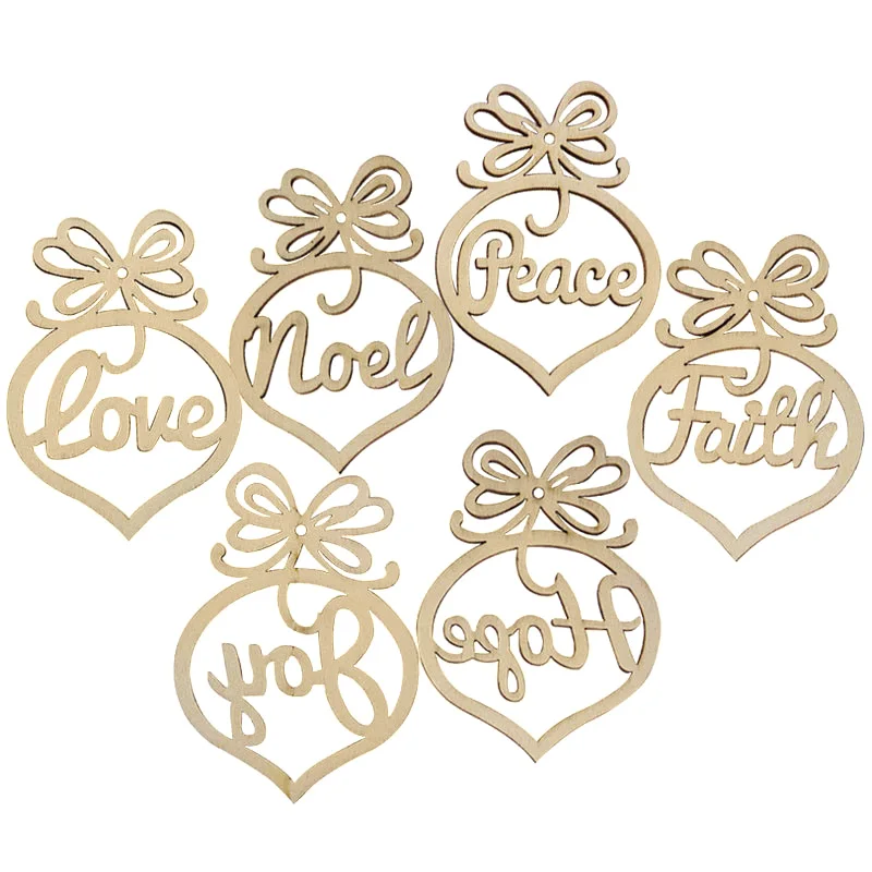 

Недавно 6 шт. украшения Висячие украшения полые буквы дерево для Рождественская елка вечерние VA88