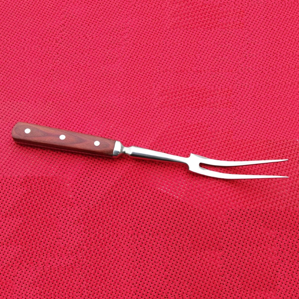 

Portable Outdoor Stainless Steel Barbecue Tool Wooden Handle Barbecue Fork Food Fork Meat Fork High Quality