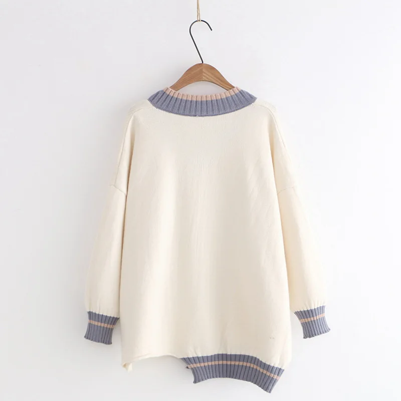 Sweaters Woman Pullovers Fashion 2020 Spring V-neck Sweater Long Sleeve Korean Lazy Style Letter Women New Fluffy Tricot Girl | Женская