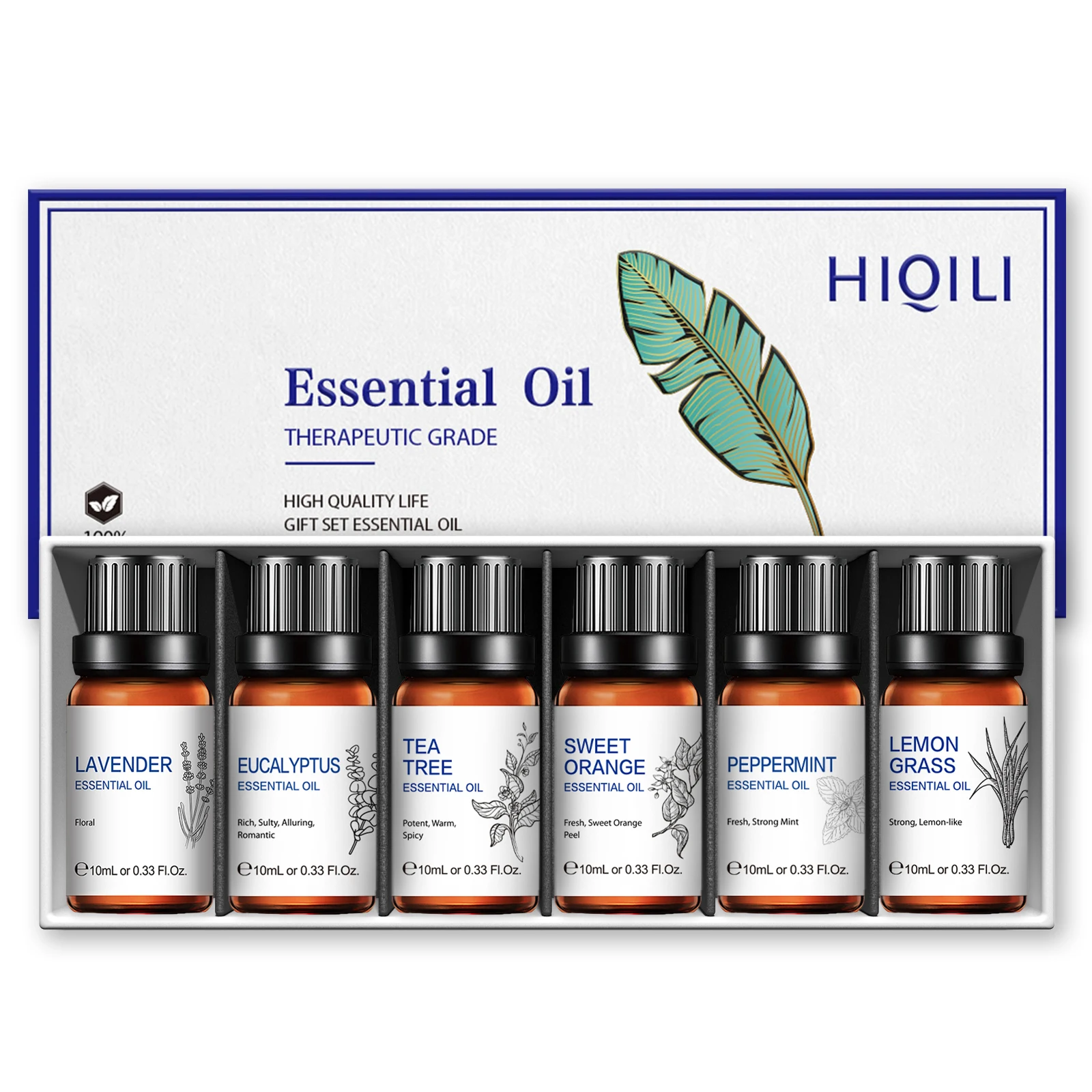 

HIQILI 10ML 6pcs Essential Oils Gift Set Diffuser Aroma Oil Tea Tree Peppermint Lavender Lemongrass Eucalyptus oil