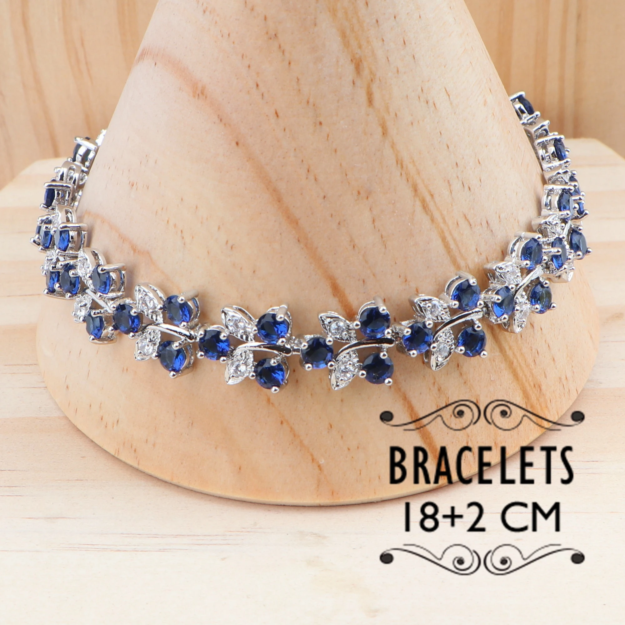 Набор украшений с синим цирконием для женщин костюм свадебные ювелирные изделия