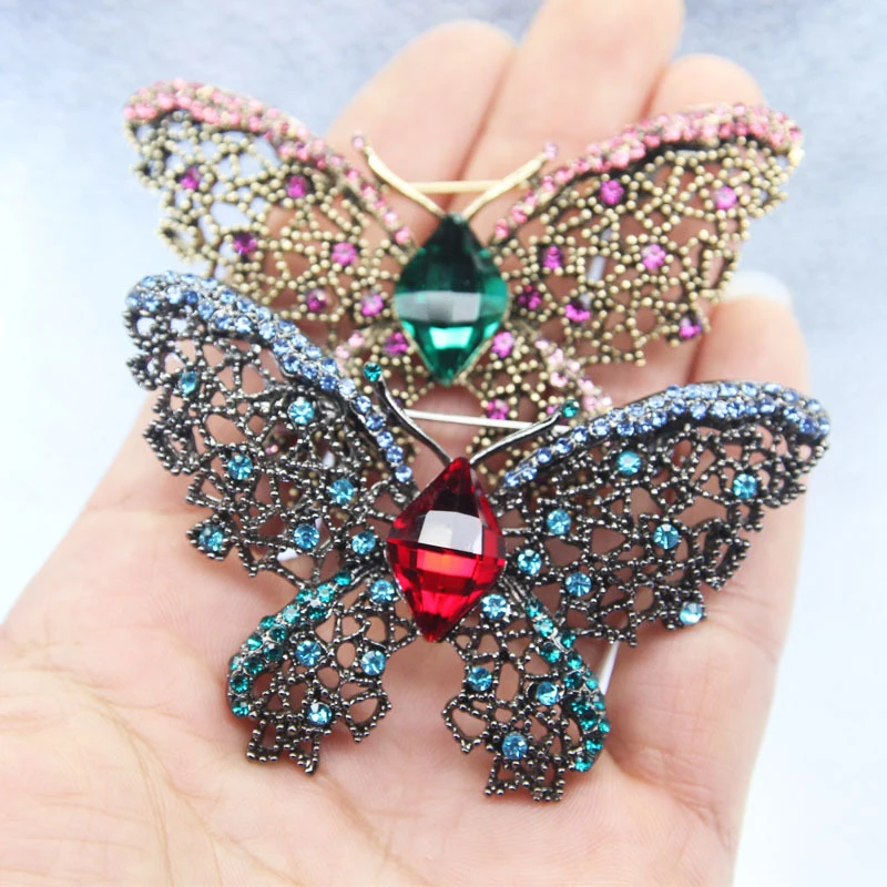 Элегантные Очаровательные бабочка Жемчужная Брошь для женщин Стразы с большой