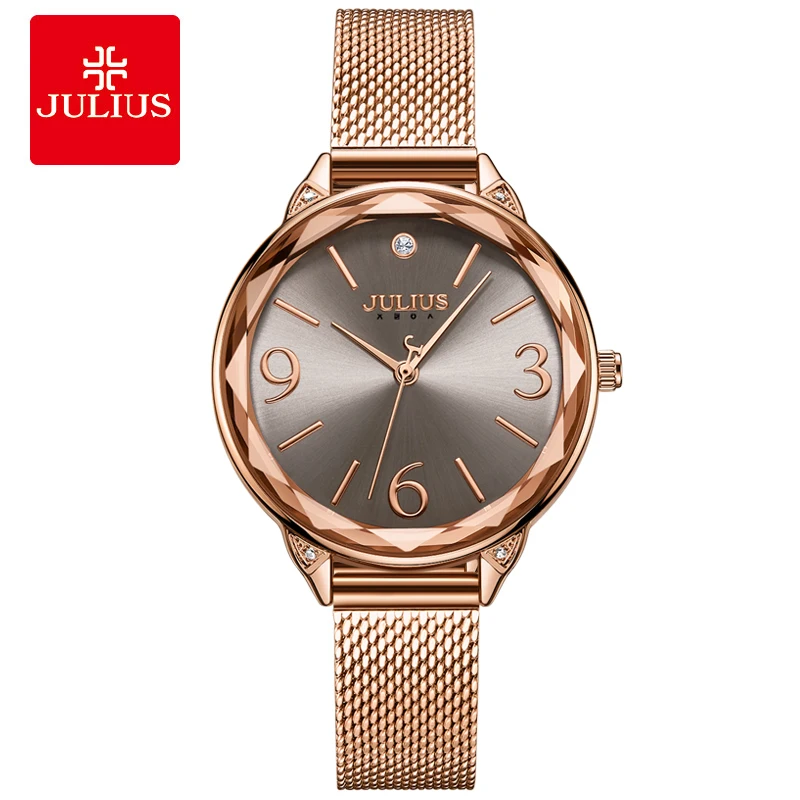 

Julius Women Stainless Steel Mesh Bracelet Watch Waterproof Quartz Watch Luxury Rhinestone Watches Ladies Reloj Mujer