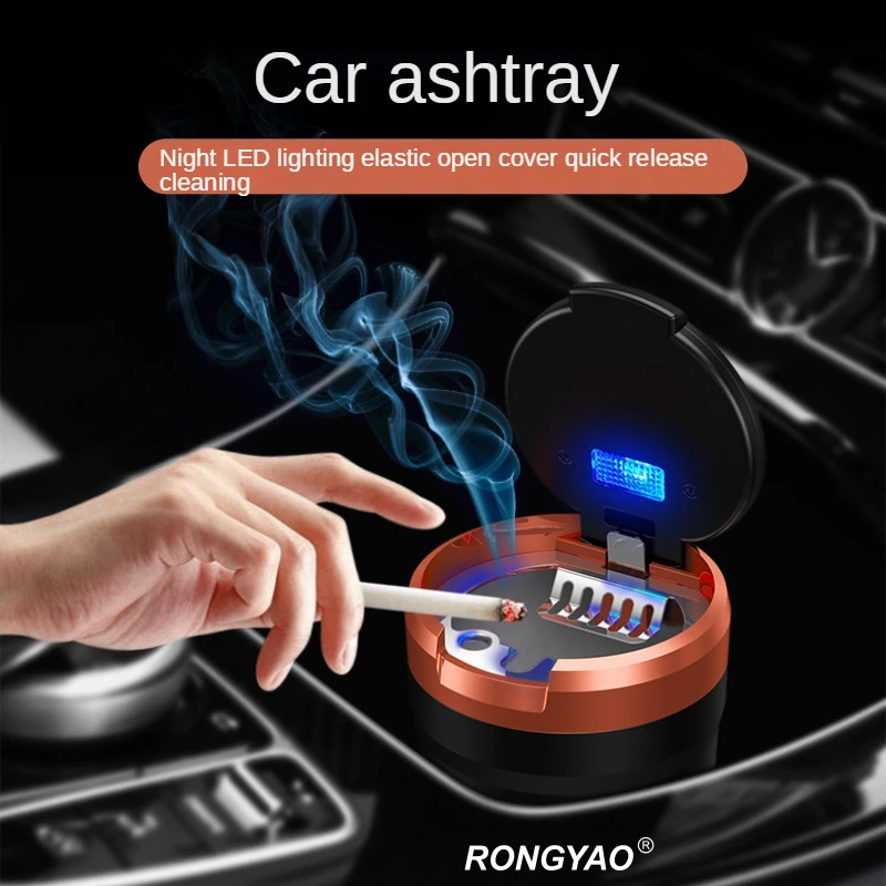 

Car Ashtray Car Supplies Creative Seat Belt Cover Led Light Car Portable Ashtray Elastic Open Cover Quick Cleaning Ashtray