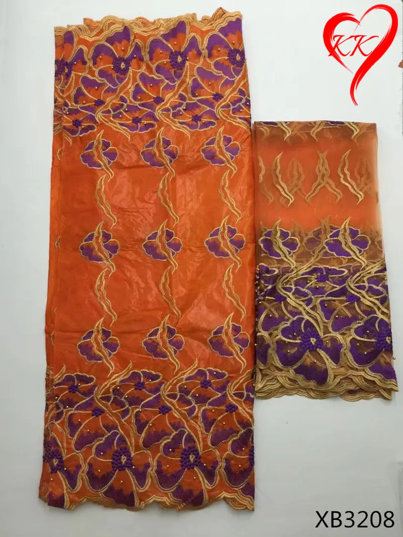 

LIULANZHI tissus bazin riche patchwork fabric Red bazin africain with gold beads with 2 yards tulle lace for women dress XB43