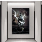 Пиратский корабль в море, холст, картина, черный парусник, винтажные плакаты и принты, сосуды, настенные картины для гостиной, декор Quadro