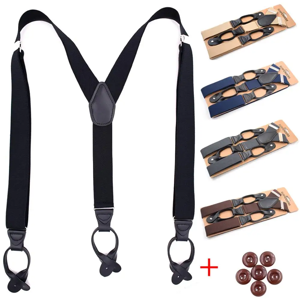 Мужские подтяжки Y образной задней части с отделкой на пуговицах мужские