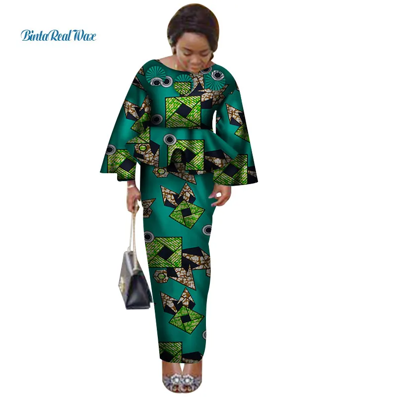 Женский комплект с юбкой и топом Bazin Riche из 2 предметов цветочным принтом оборками