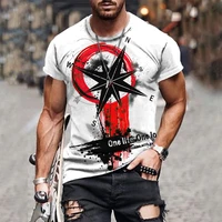 2022 compass pattern tshirts 3d printing tops men and women oversized short sleeve loose streetwear retro casual tshirts for men