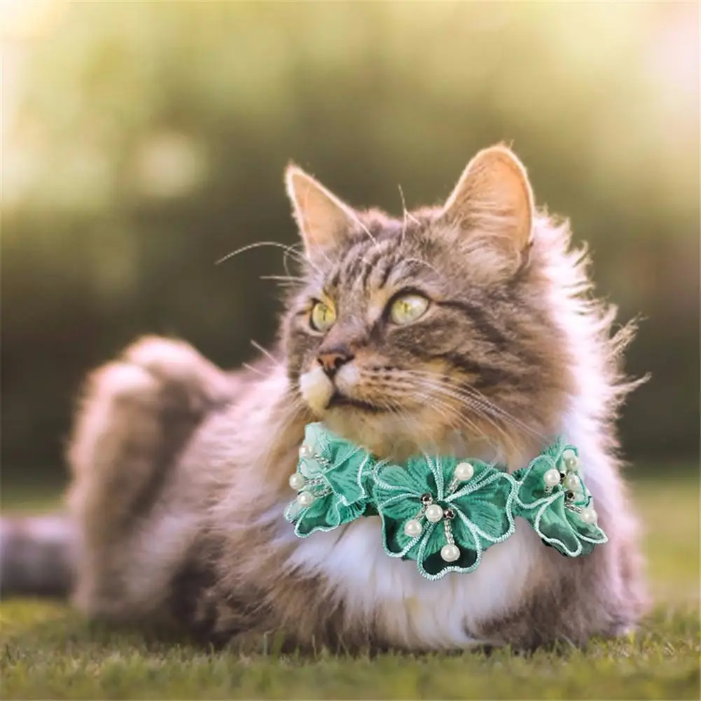 Новый ошейник для домашних животных ожерелье с кружевным цветком регулируемый