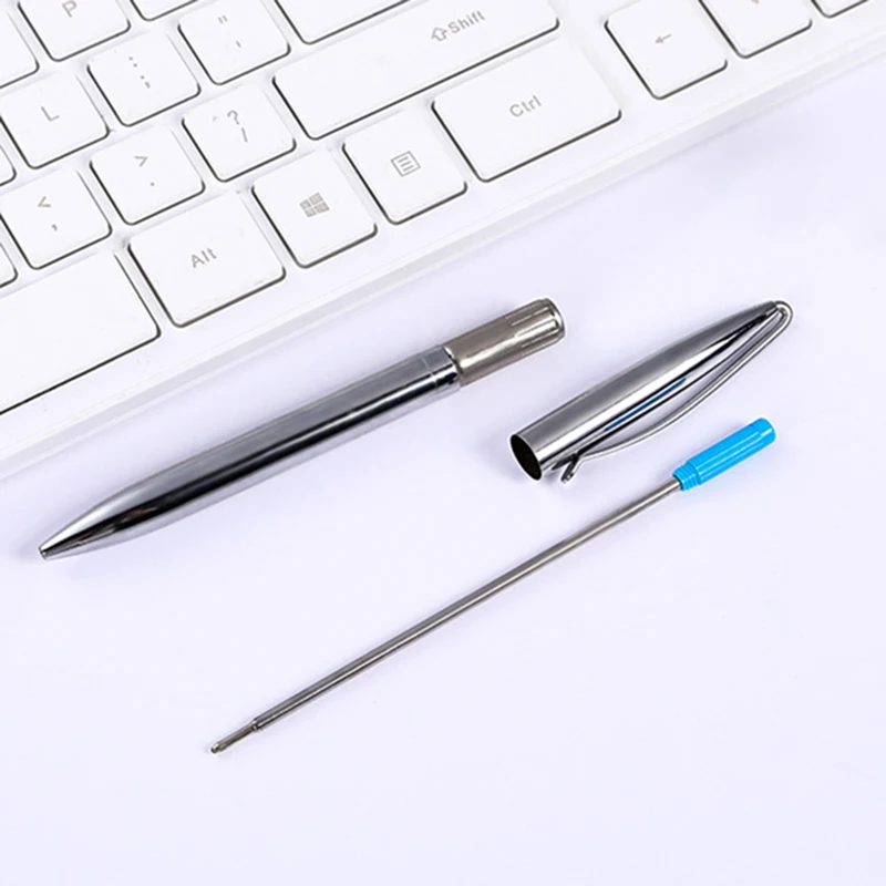 

1pc High-end Silver Signature Pen Advertising Pen 0.7mm Rotating Metal Ballpoint Pen Office Writing Stationery Student Gift