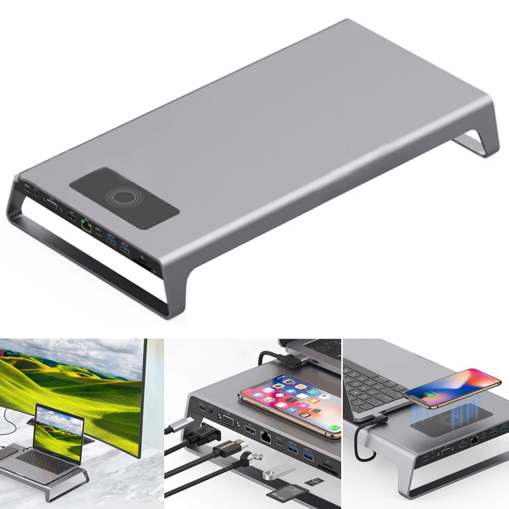 Алюминиевая Подставка для монитора док станция с USB C концентратором поддержка 4K