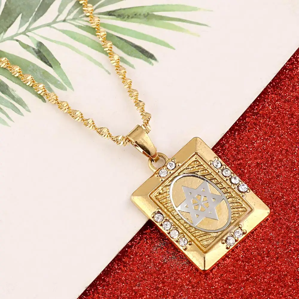 Модное ожерелье золотого цвета с подвеской в виде еврейской звезды Давида для