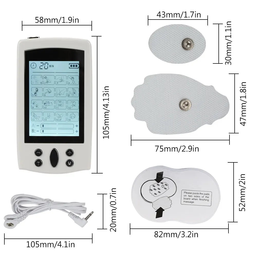 

16 Modes TENS EMS Massager Electric Muscle Stimulator Digital Therapy 4 Electrode Pads Pulse Massager Physiotherapy Pain Relief
