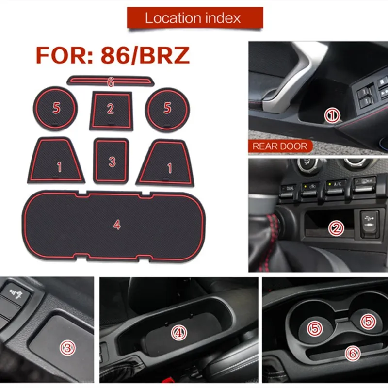

Lnterior Anti Slip Mat Door Slot Pad Cup Cushion Groove Mat For Toyota 86 Subaru BRZGT86 FT86 Scion 2012~2019 Car Accessories