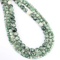 4 10mm new natural semi precious green dot stone loose beads beadwork bracelet necklace chain diy jewelry making accessories b54