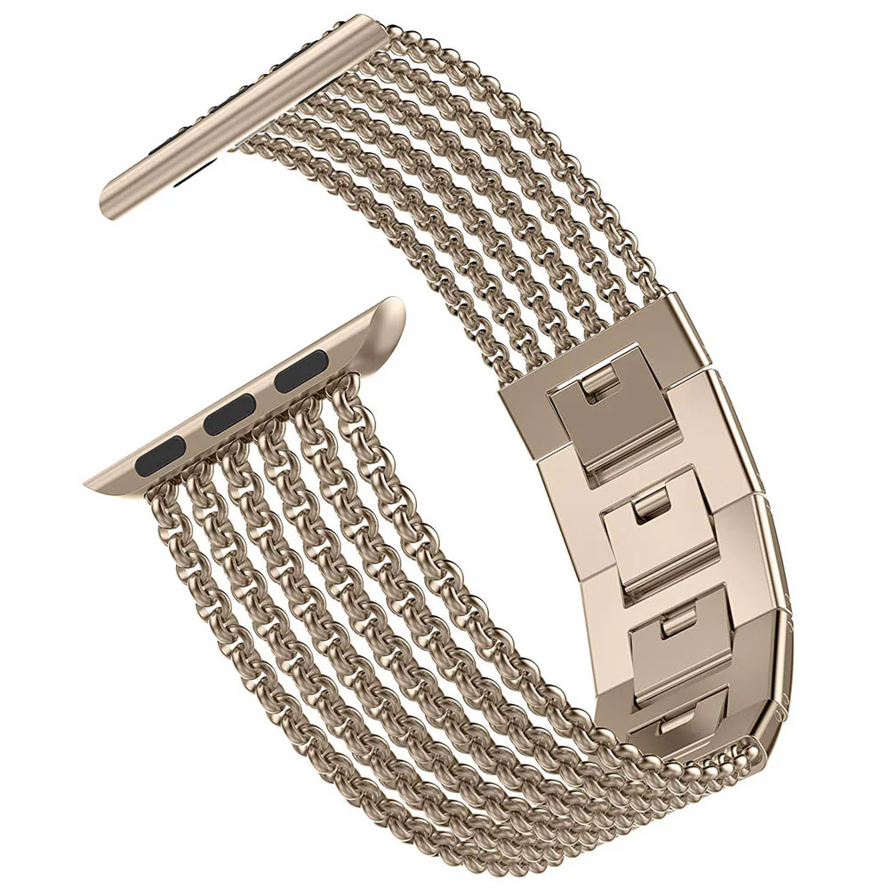 Srub Gold Toyouths для наручных часов Apple Watch, версии наручных часов iWatch, женские туфли из сетчатого материала петля Нержавеющая сталь Запасные детали для замены металлического Красота ремешок 38/40 мм/42 44 мм - Цвет ремешка: Srub Gold
