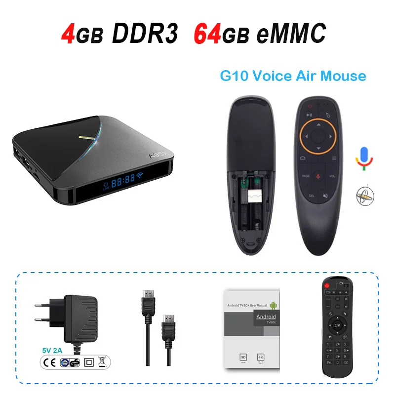 4GB 64GB G10 A95X F3 Air Smart tv Box Amlogic S905X3 Android 9,0 tv Box 4GB 64GB 2,4G 5G Wifi 8K RGB светильник медиаплеер 4K Netflix A95X Box - Цвет: 4GB 64GB G10