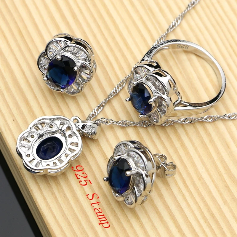Комплект из колье серёг и кольца серебра 925 пробы|cz jewelry set|jewelry sets for womenjewelry |