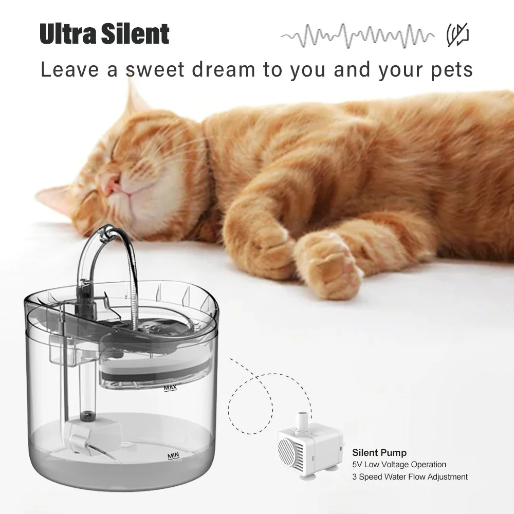

1.8L USB Cat Water Dispenser Flow Automatic Circulation Intelligent Pet Water Dispenser Sensor Dog Water Feeder Pet Products