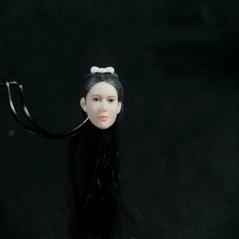 

1/12 Scale Ansian Girl Beauty Head Models Sculpt Similar to Liu Yifei with Black Long Hair for 6''Body Figures