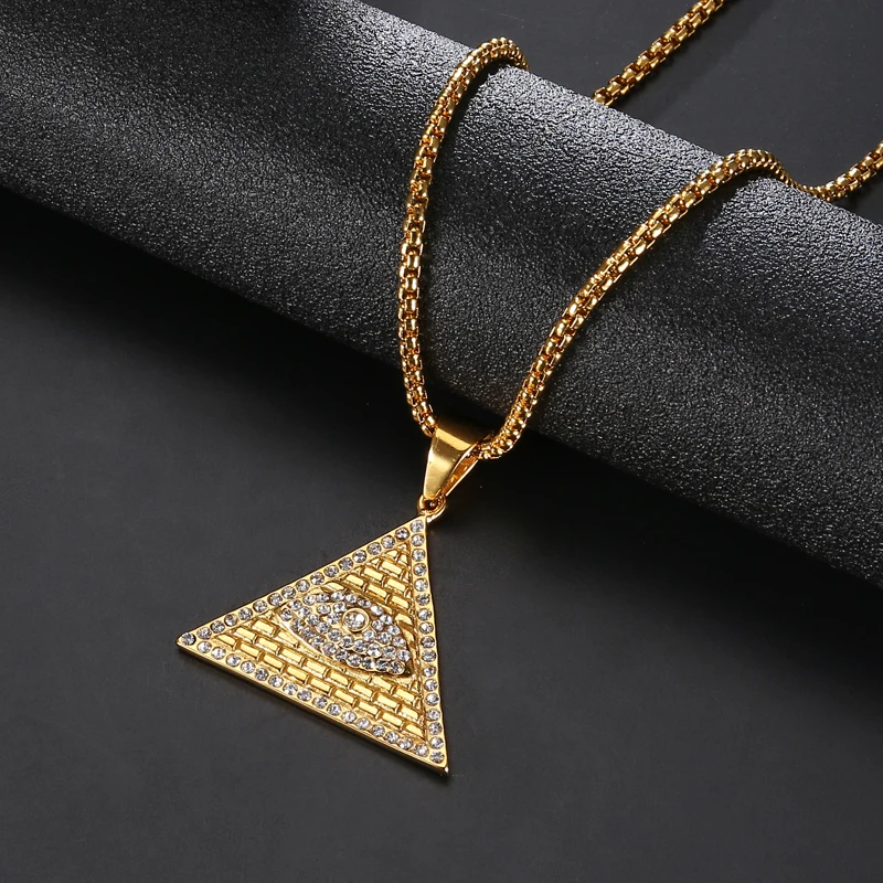 D & Z Bling льдом Треугольники глаз иллюминатов кулон Цепочки и ожерелья для Для