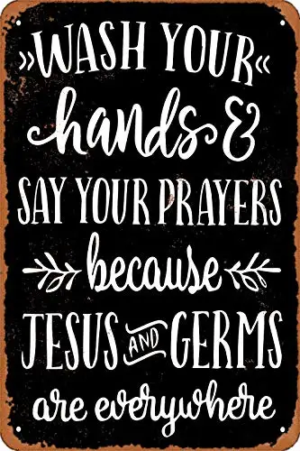 

Isaric жестяной знак 8x12 дюймов Вымойте руки и скажите свои молитвы Смешные металлические знаки