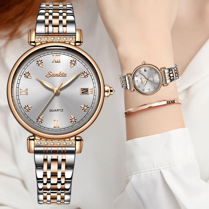 Часы наручные SUNKTA женские кварцевые модные простые повседневные