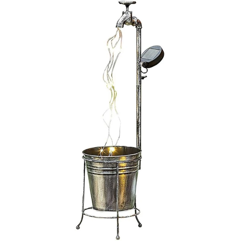 

Outdoor Garden Art Light Decor Solar Powered Water Faucet Planter Watering Can Style Fairy LED Strands Planter Lawn Lamp