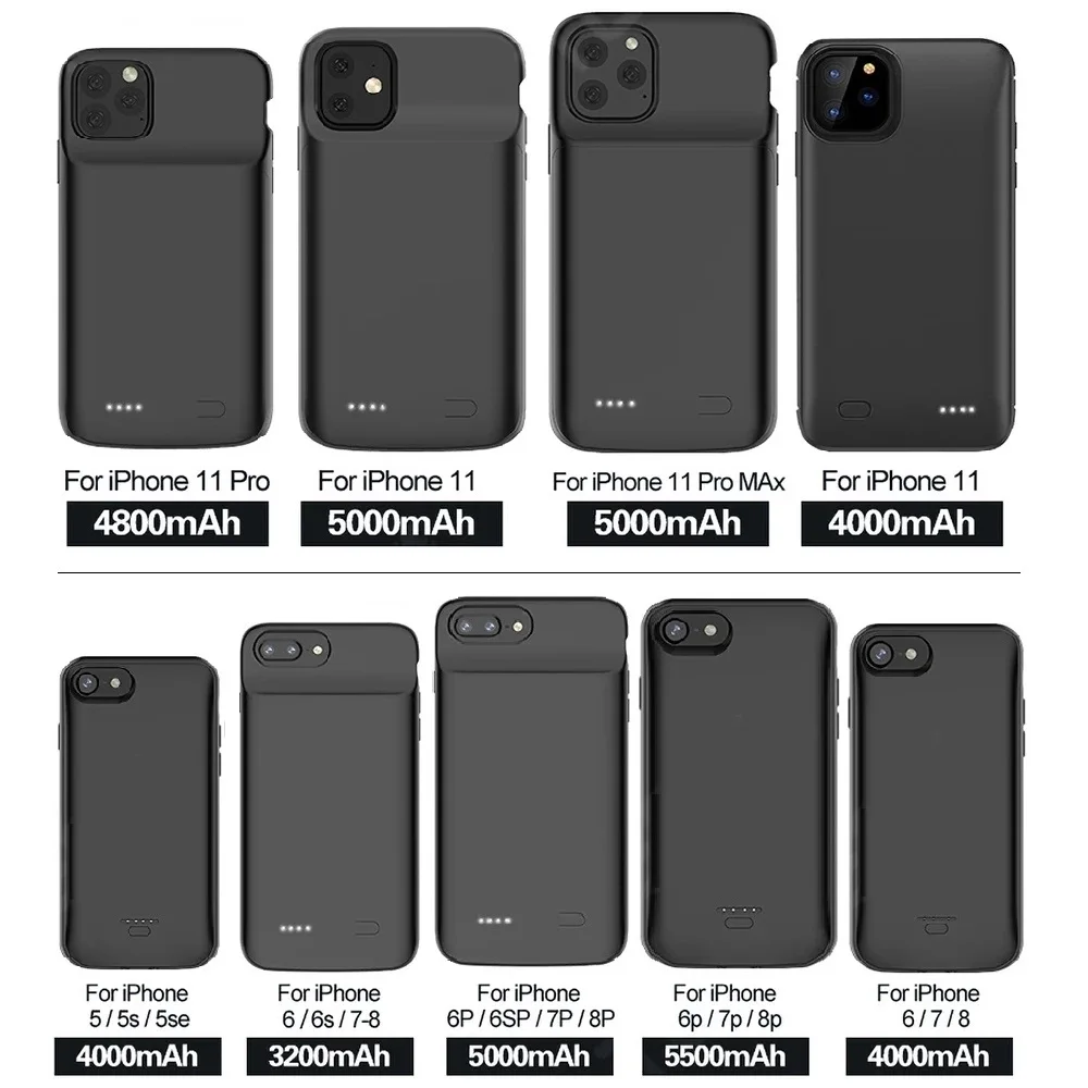 

Battery Charger Case For iPhone 11 12 Pro Max Power Bank for iPhone 5S SE 5 5C 6 6S 7 8 Plus X XR XS MAX Charging Case 10000mAh