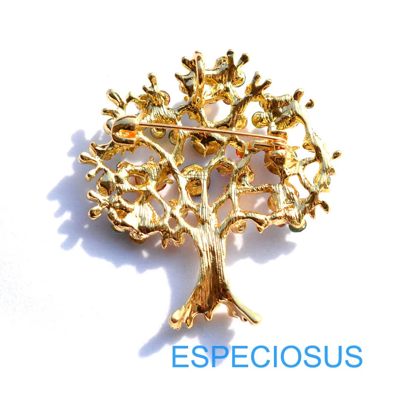 Милая бижутерия золотого цвета с желанием стразы в форме дерева женские