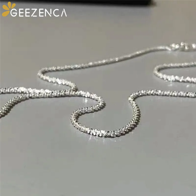 

925 Sterling Silver Shinny Choker Necklace Italian Jewelry Sparkling Clavicle Chain Plain Short Fashion Chain 40cm For Women