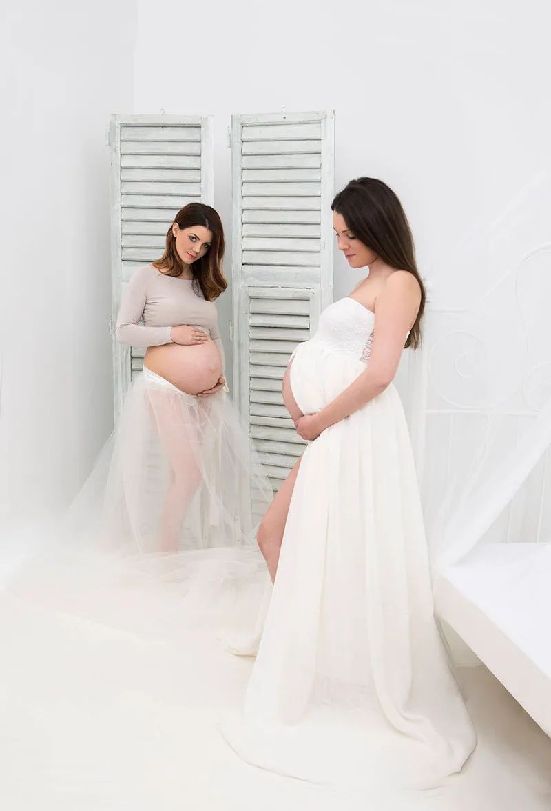 Платье для беременных фотосессии сексуальное макси лоскутное белое платье