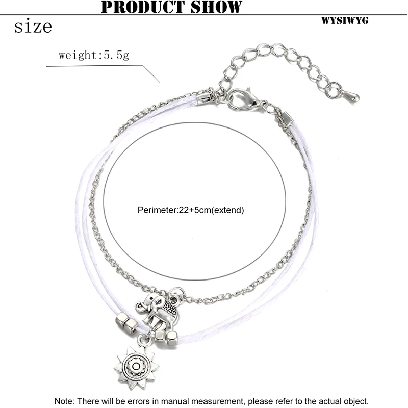 Браслет-анклет многослойный Женский Пляжная подвеска в стиле ретро со слоном