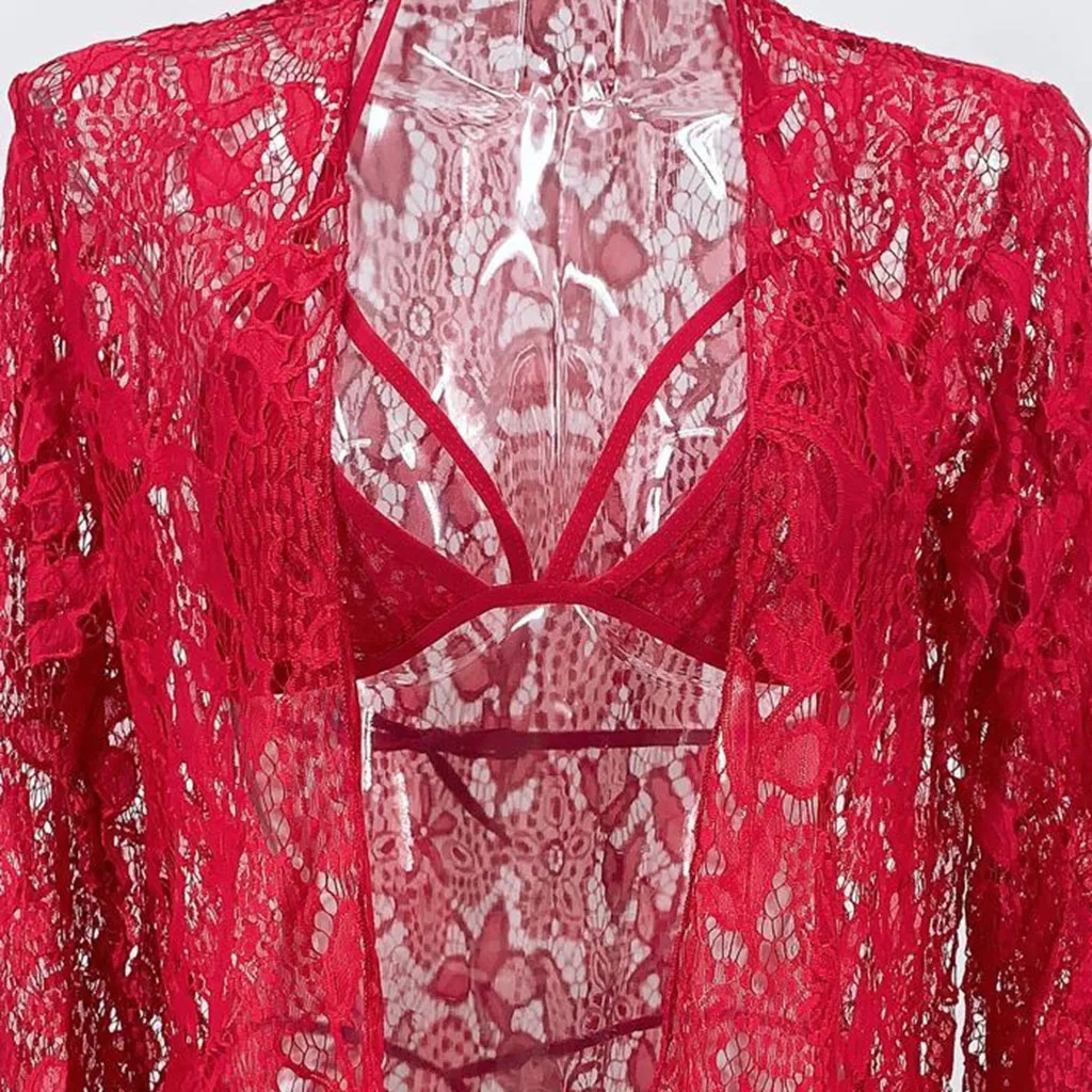 

Babydoll Erotic Lingerie Women Lace Sheer Sexy Nightgown Robe Bra G-string Sexy Underwear Set Erotic Lenceria Mujer Nightdress