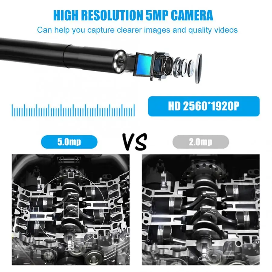 Эндоскоп с камерой 1080 HD Wi-Fi 5 Мп 6 светодиодов IP67 | Безопасность и защита