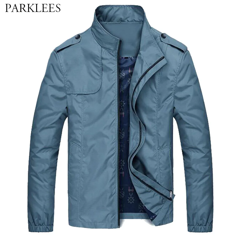 

Casual Mens Jackets 2020 Spring Autumn Solid Color Mens Outwear Stand Collar Slim Fit Men Bomber Jackets Plus Size Men Coat 5XL