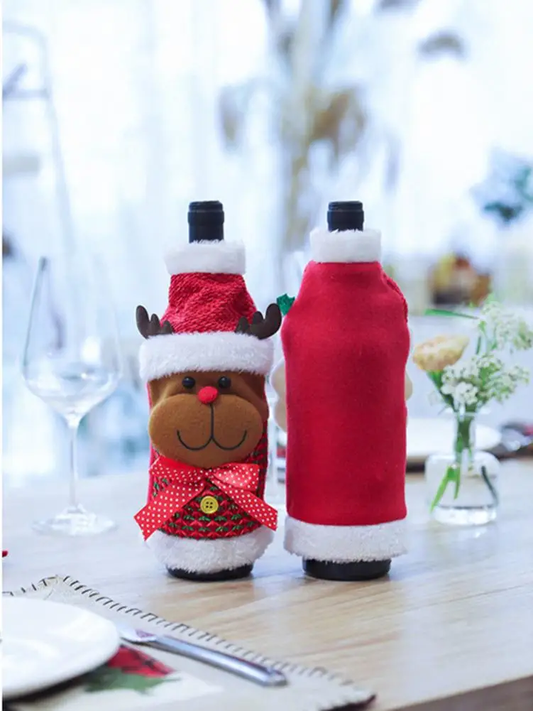 Рождественские Чехлы для винных бутылок чехол рождественские украшения дома