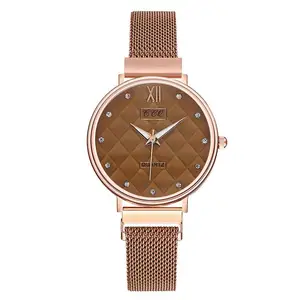 Женские часы Топ бренд класса люкс 2019 Модные женские наручные часы с бриллиантами из нержавеющей стали с магнитным сетчатым ремешком женские кварцевые часы