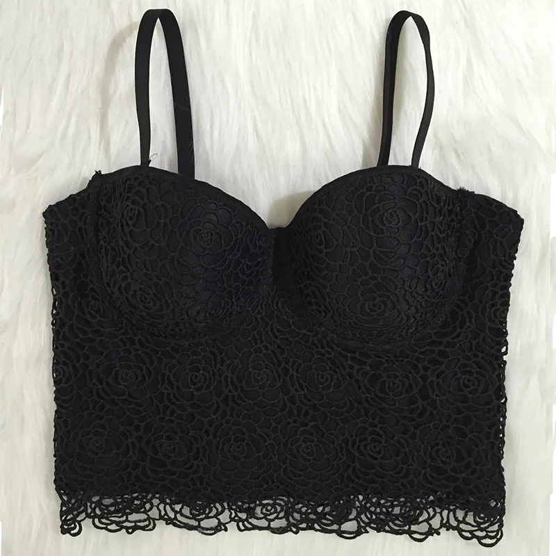 

Backstrom Womens Underwear Intimates Tube Tops Floral Lace Push Up Bralet Bustier Wedding Party Corset Cropped Top Plus Size