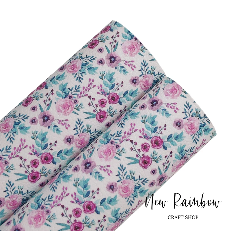 Лист из искусственной кожи А4 лист радужной расцветки с романтическим цветочным