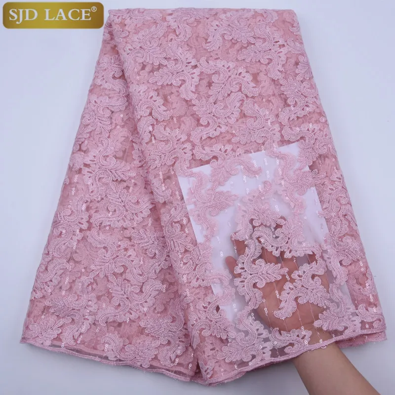 В Африканском нигерийском стиле на свадьбу кружевная ткань светло розовый Seqins