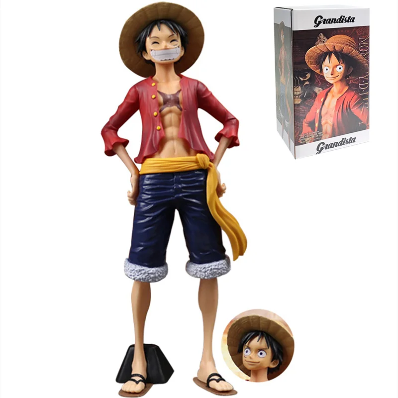 

27cm One Piece Monkey D Luffy Anime Action Figure laugh face figurine Â PVC Collection Model Dolls Toy for Gifts