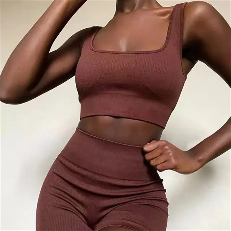 

2 pieces Seamless Shorts Sets Yoga Fitness Suit Gym Clothing Summer Workout Clothes For Women Sportswear Sports Two Piece Set