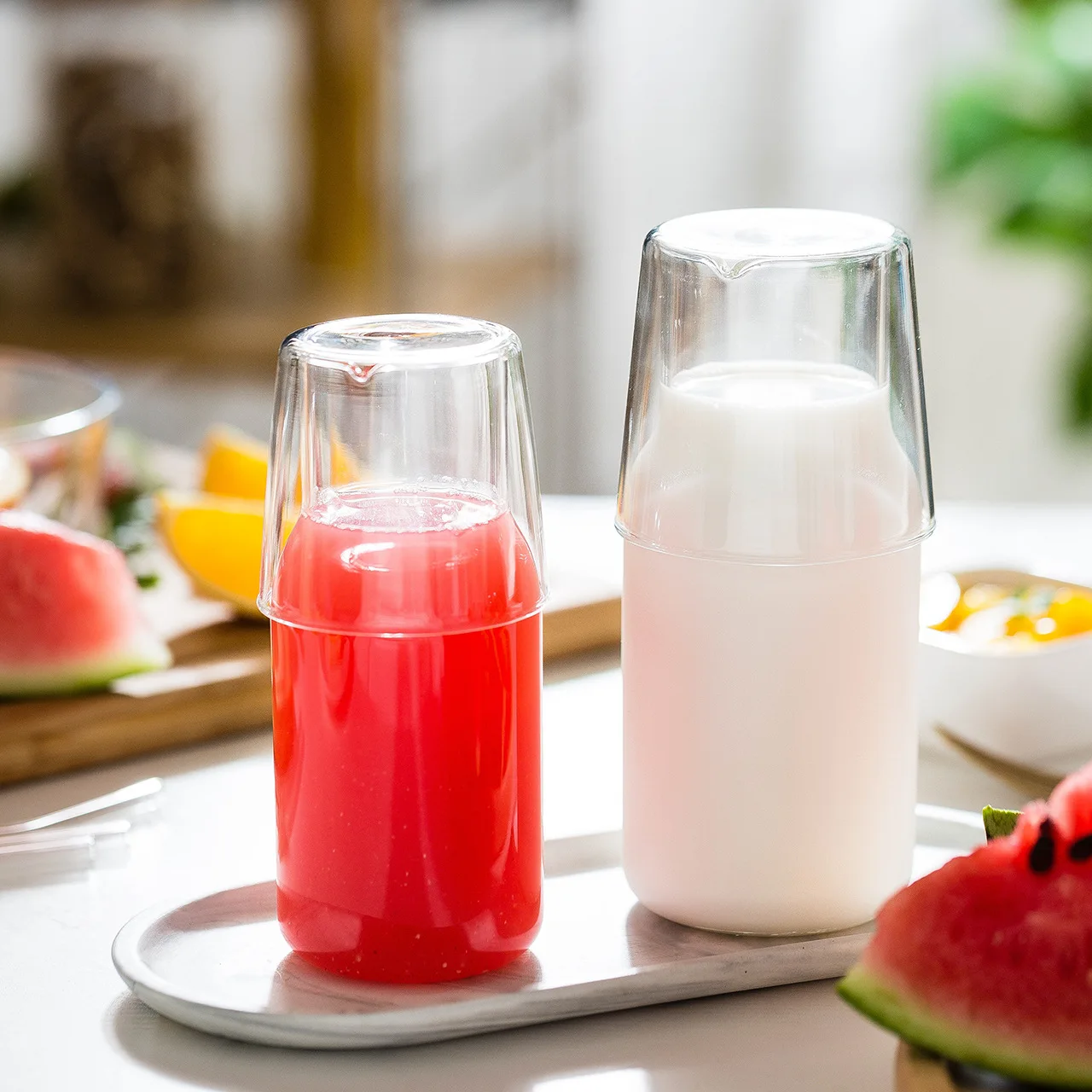 Transparent Water Carafe With Tumbler Glass Cup Sets Bedside Pitcher High Temperature Resistance Bottle Drinkware Supplies | Дом и сад