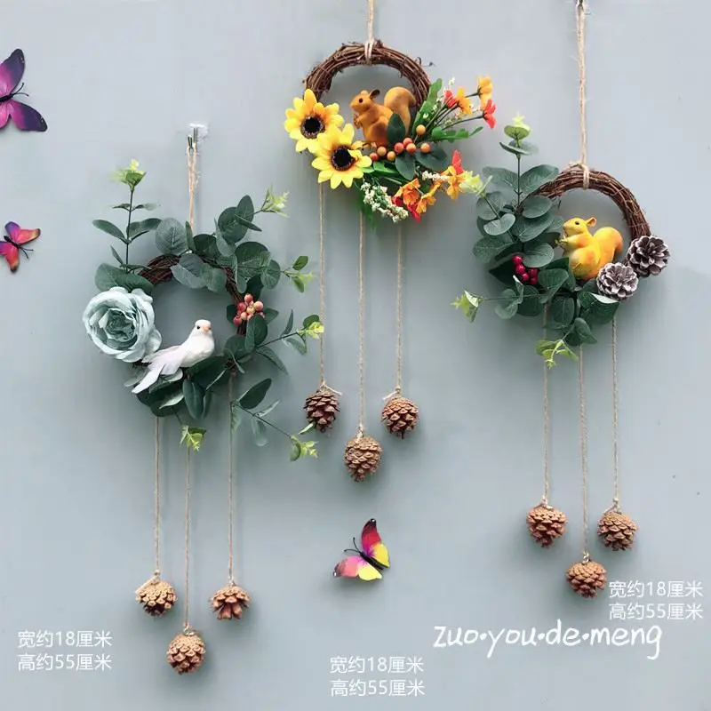 

Decoration of dried flowers hanging on the wall