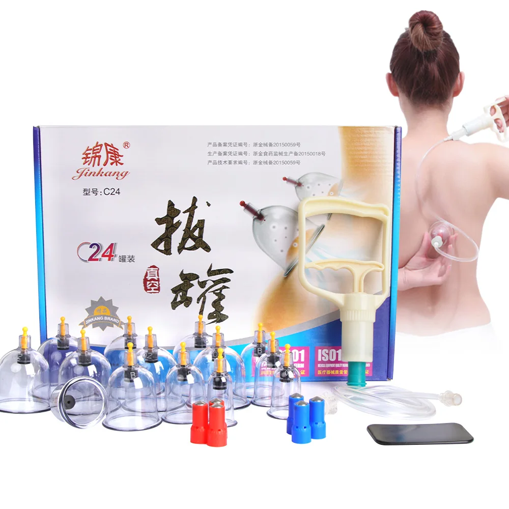 

24/32 Cans Chinese Vacuum Cupping Glasses Apparatus Massage Body Cups Anti-Cellulite Hijama Cupping Therapy Set Suction Cups